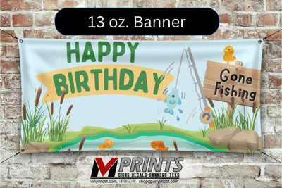 Gone Fishin Birthday Banner (Single-Sided)