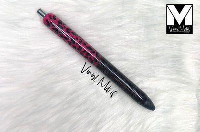 Raspberry/Black Ombre Leopard Glitter Pen
