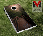 Forest Boardwalk Cornhole Board Skin