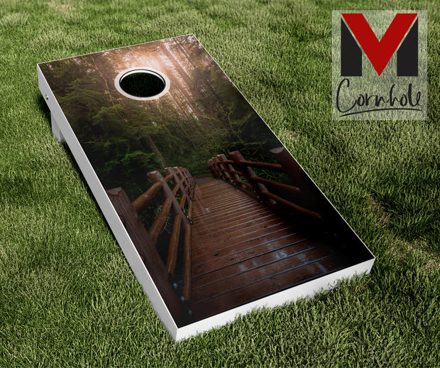 Forest Boardwalk Cornhole Board Skin