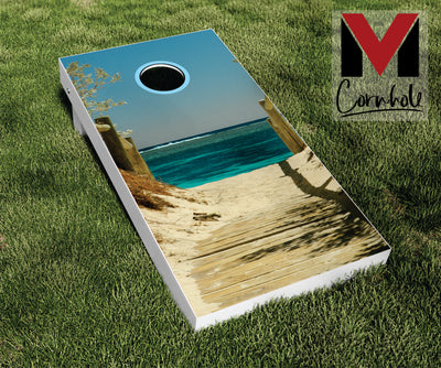 Beach Cornhole Board Skin