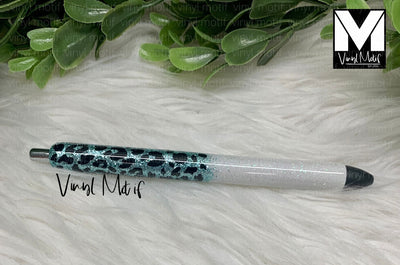 Glacier/White Leopard Glitter Pen