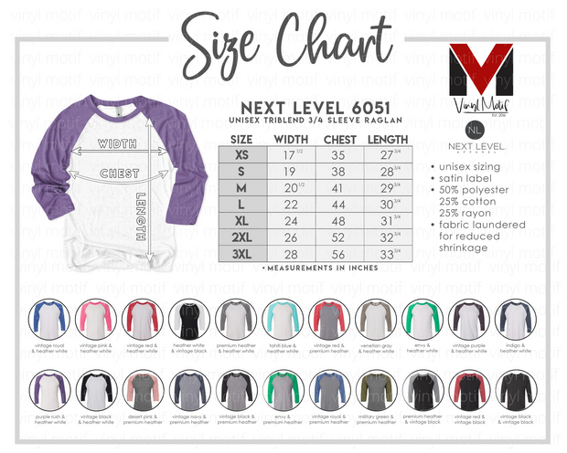 Size Chart for Field Day Apparel