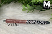 Rose Gold/White Leopard Glitter Pen