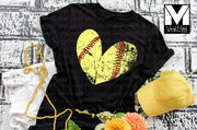 Softball Distressed Heart