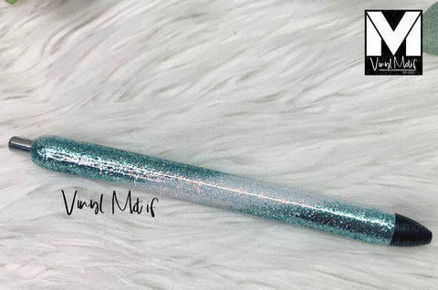 Teal/White Twist Glitter Pen