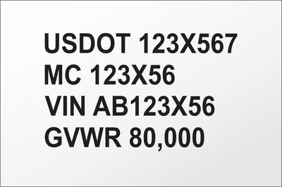 USDOT, MC, VIN, GVWR Number Decal Set (Set of 2)