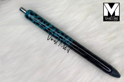 Turquoise/Black Ombre Leopard Glitter Pen