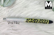 Yellow/White Ombre Leopard Glitter Pen